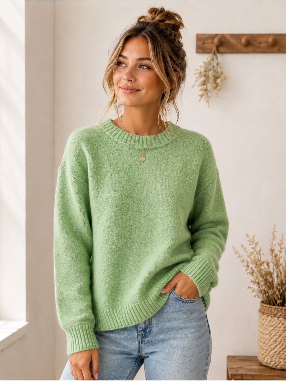 American Eagle Outfitters Mint Green Crew Neck Sweater